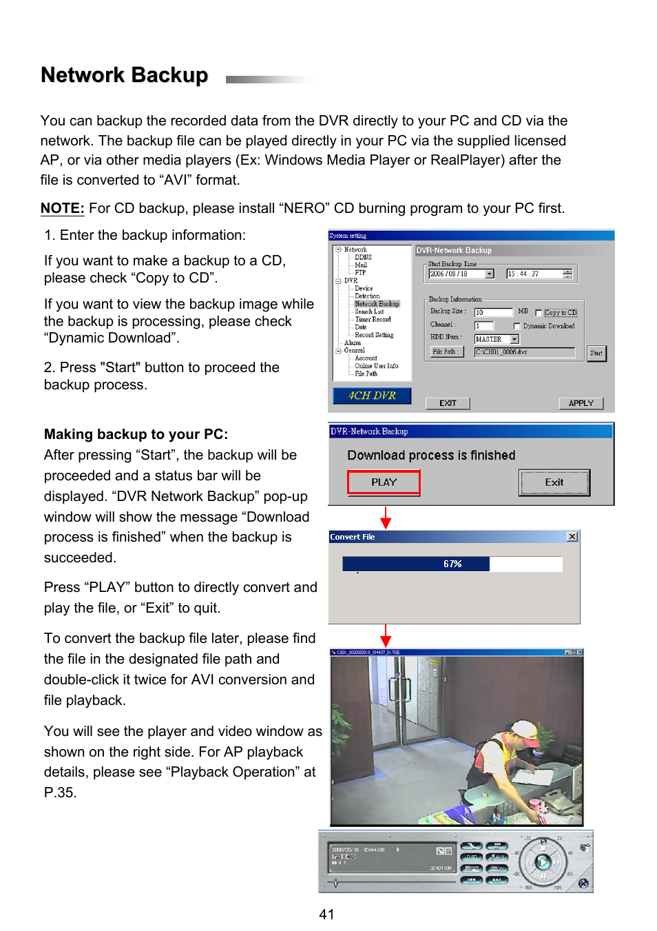 Network backup | ARM Electronics RT4CD User Manual | Page 44 / 59