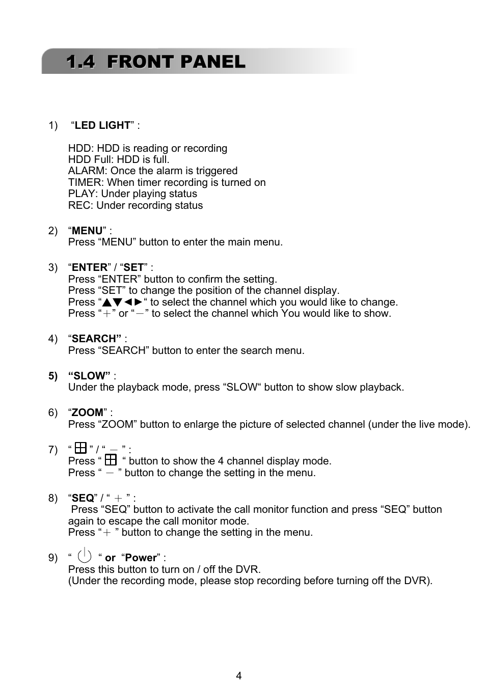 4 front panel | ARM Electronics RT4CD User Manual | Page 7 / 59
