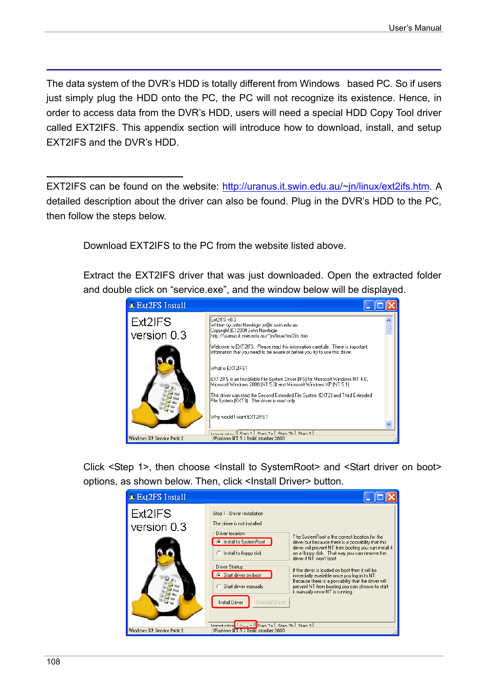 Appendix e: hdd copy tool (ext2ifs) | ARM Electronics XR&HD480 OSD User Manual | Page 109 / 111