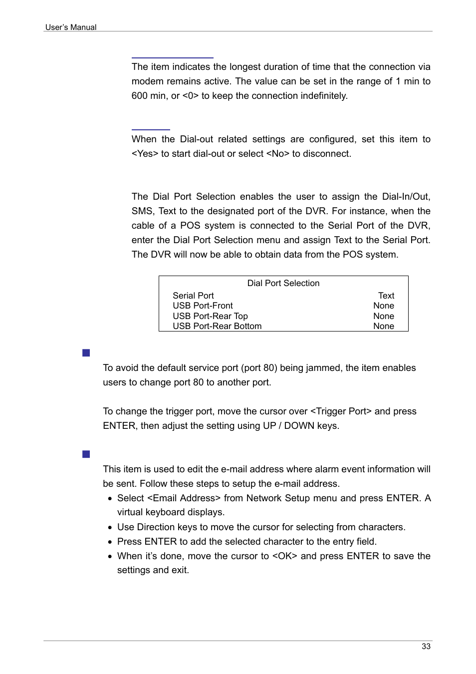 Trigger port, Email address | ARM Electronics XR&HD480 OSD User Manual | Page 34 / 111