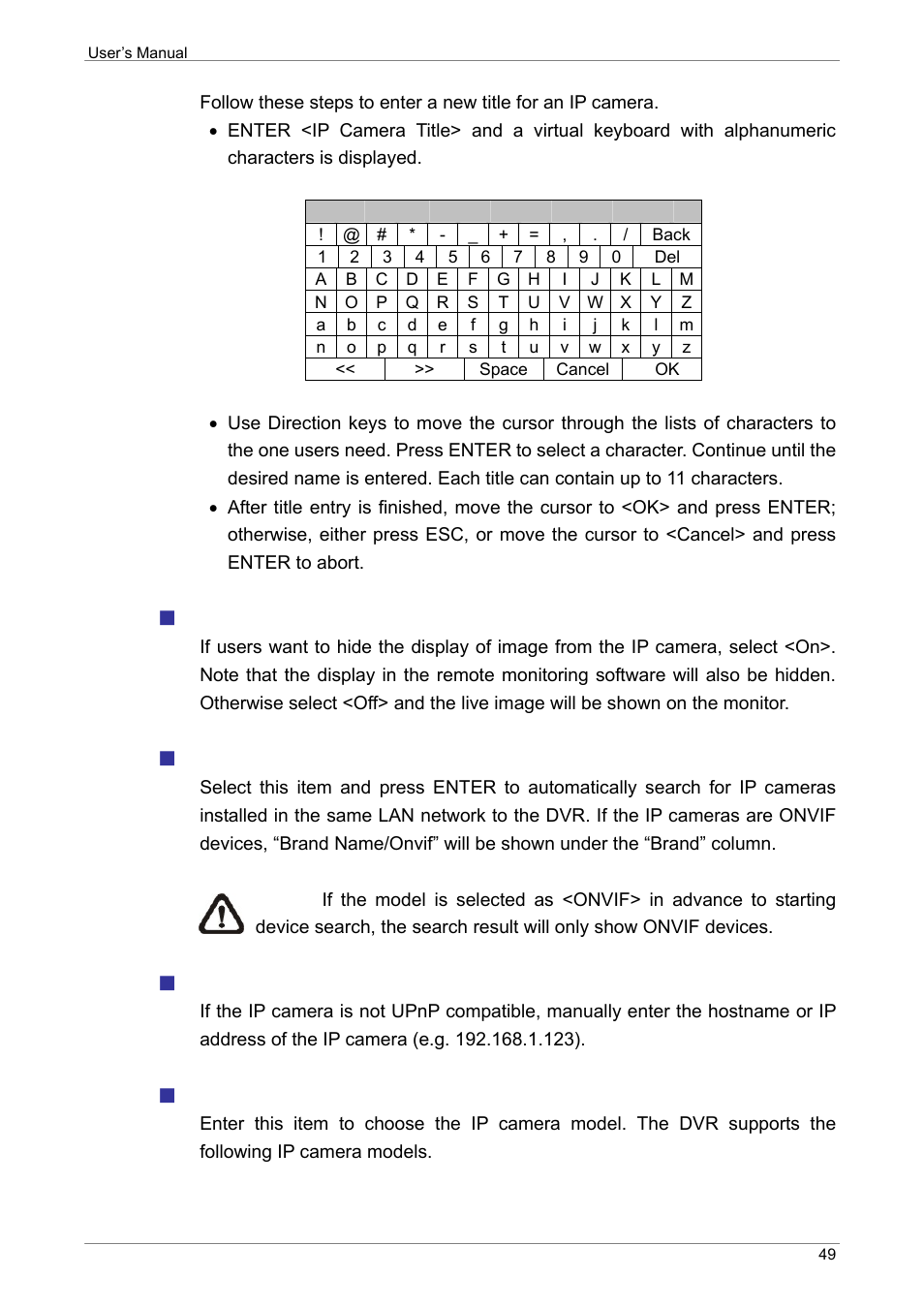 Ip camera covert, Device search, Hostname/ip | Model | ARM Electronics XR&HD480 OSD User Manual | Page 50 / 111
