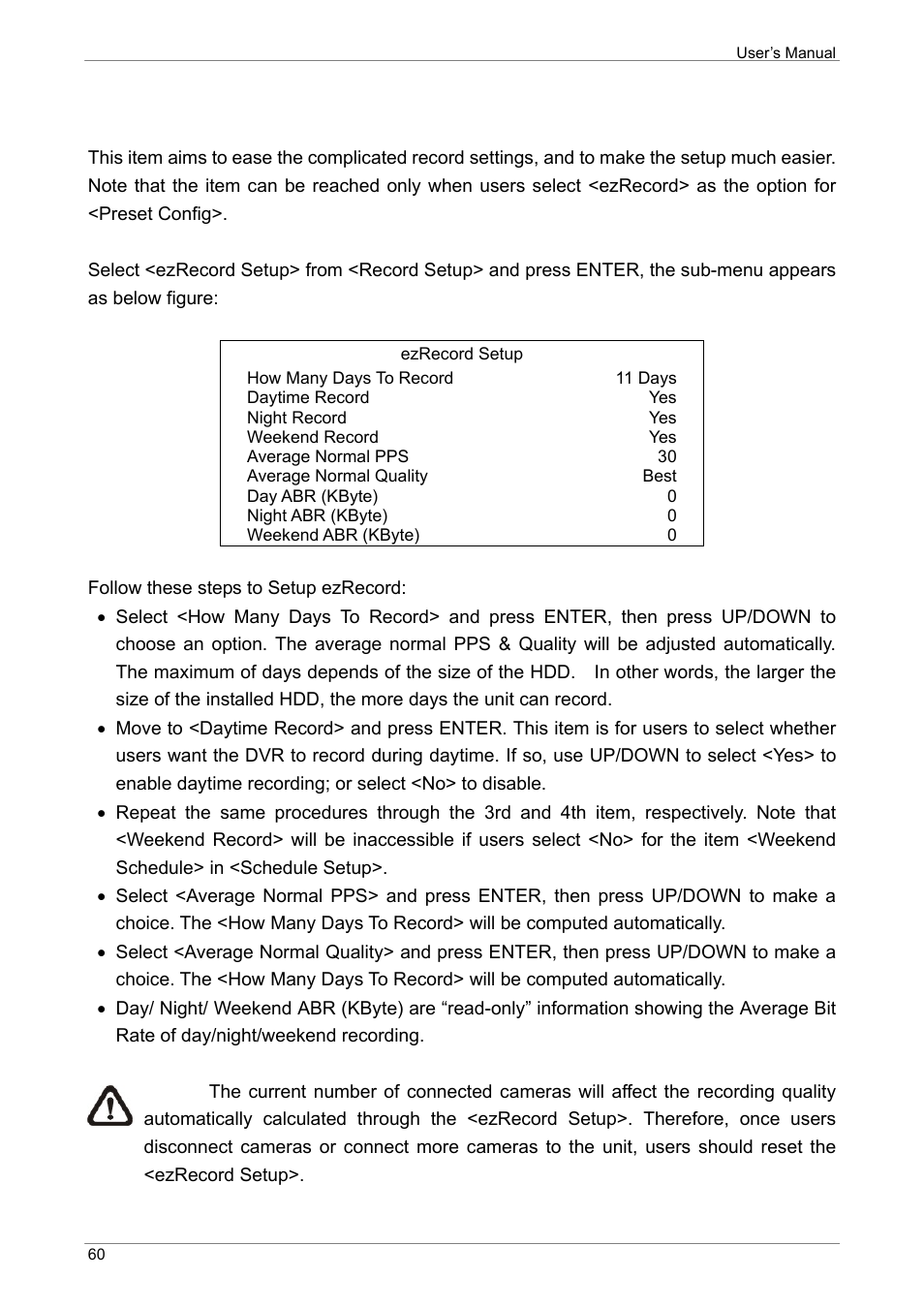Ezrecord setup | ARM Electronics XR&HD480 OSD User Manual | Page 61 / 111
