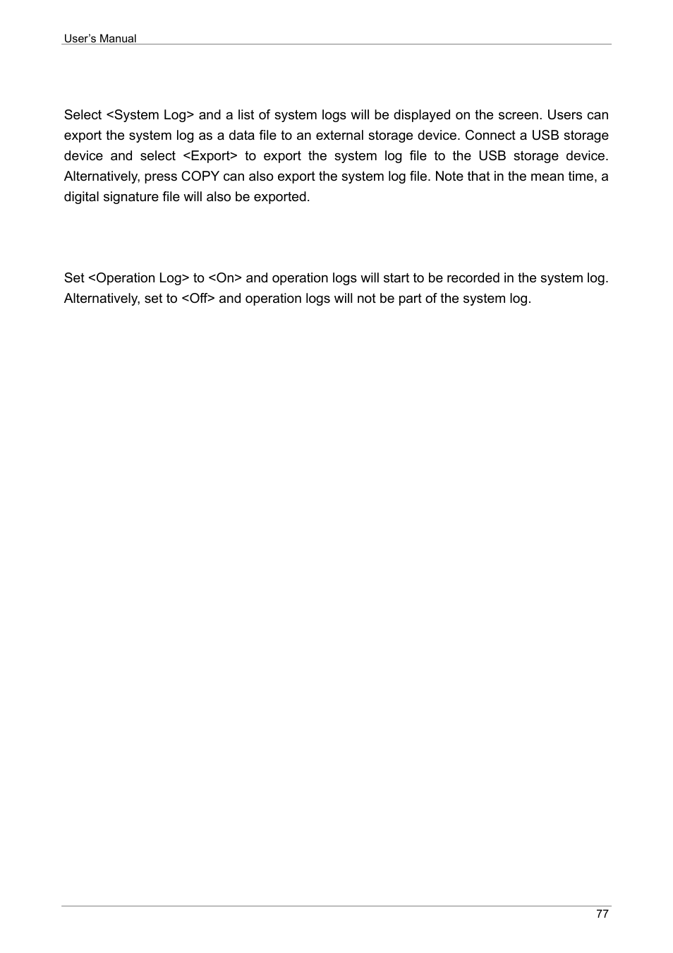 System log, Operation log | ARM Electronics XR&HD480 OSD User Manual | Page 78 / 111