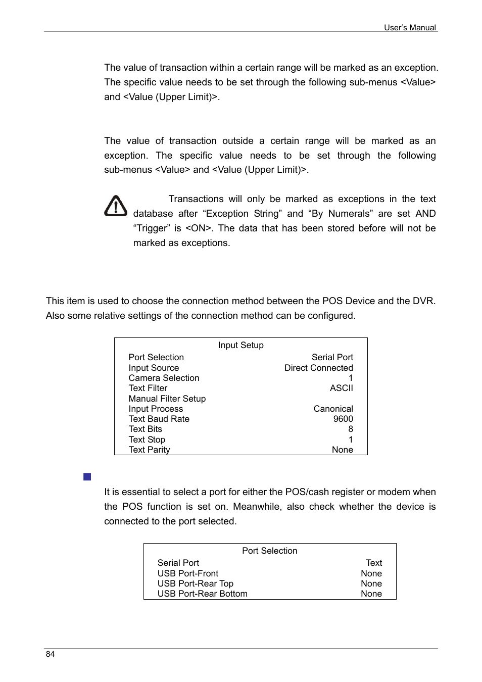 Input setup, Port selection | ARM Electronics XR&HD480 OSD User Manual | Page 85 / 111