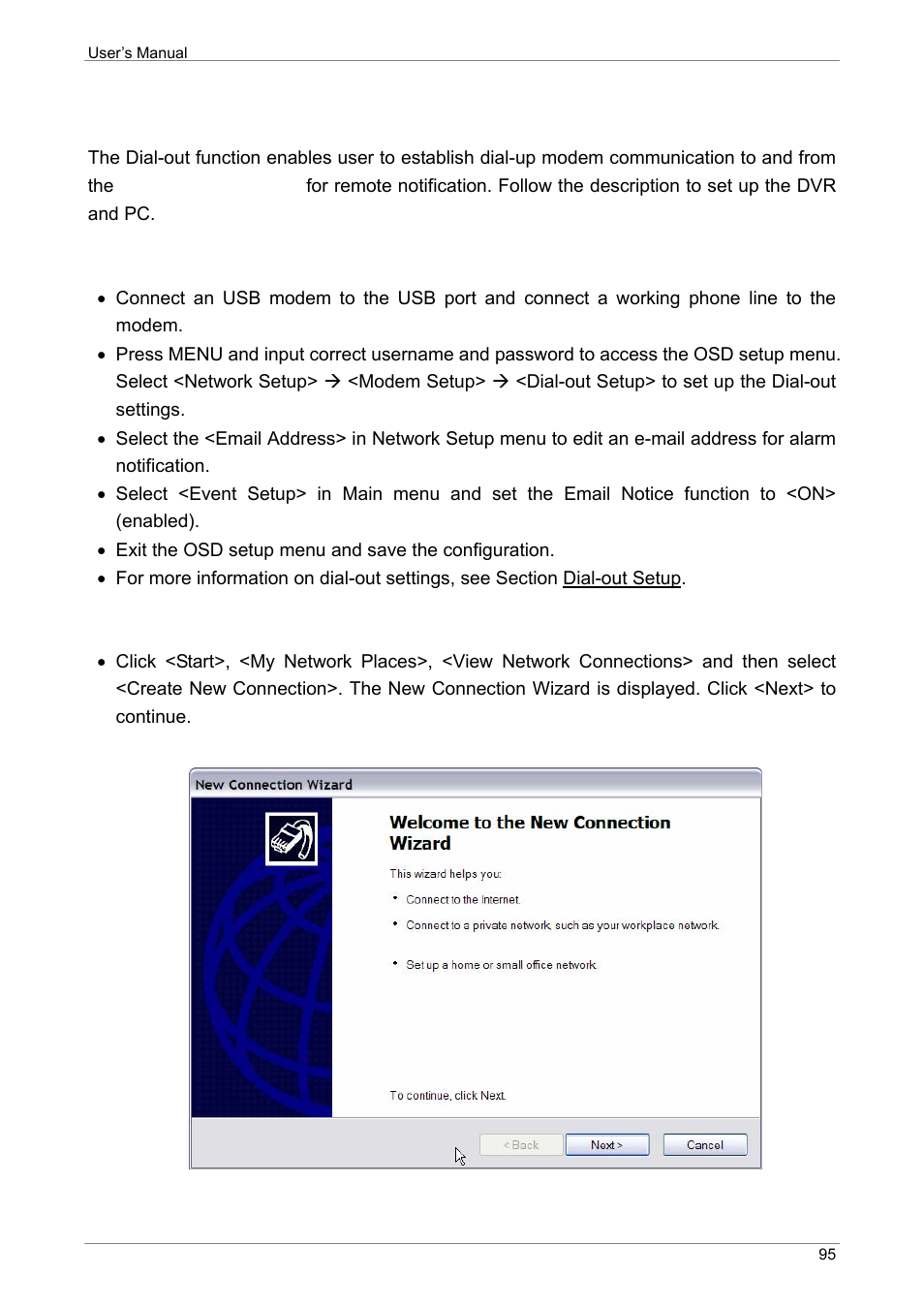 Establishing dial-out connection | ARM Electronics XR&HD480 OSD User Manual | Page 96 / 111