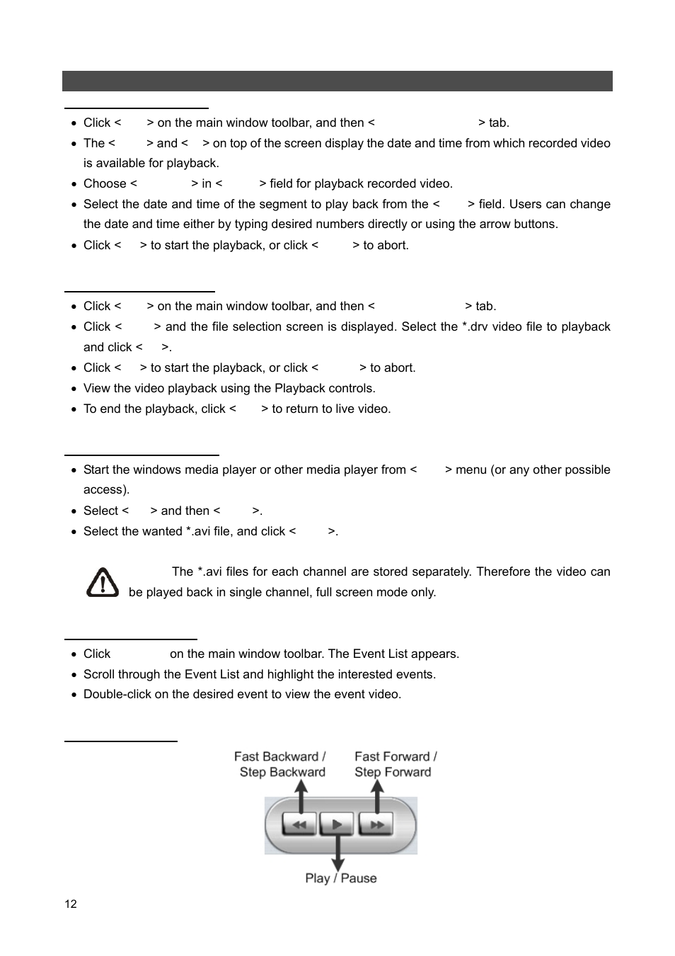 Dvrremote playback | ARM Electronics XR&HD480 Series User Manual | Page 12 / 13
