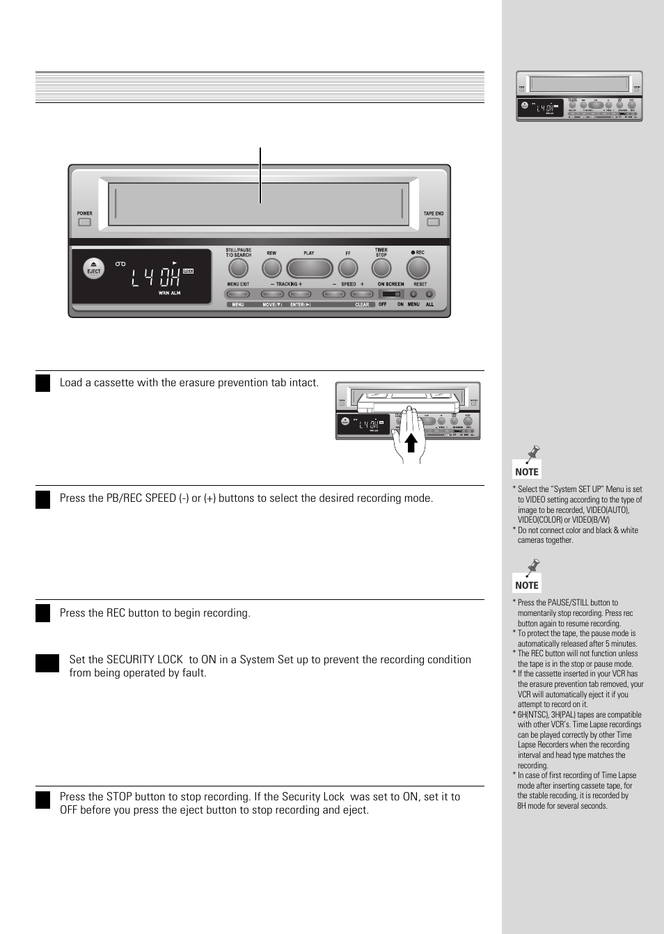 Manual recording | ARM Electronics Casino VCR800 User Manual | Page 15 / 34