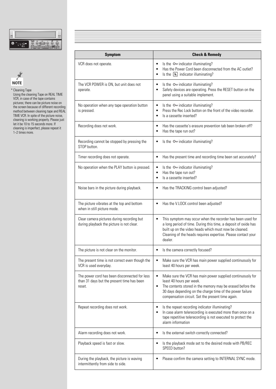 Before calling for service, English-28 | ARM Electronics Casino VCR800 User Manual | Page 28 / 34