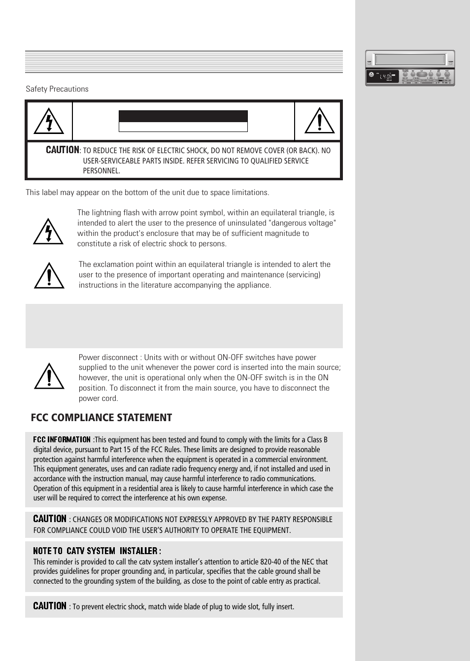 Important safeguards | ARM Electronics Casino VCR800 User Manual | Page 3 / 34