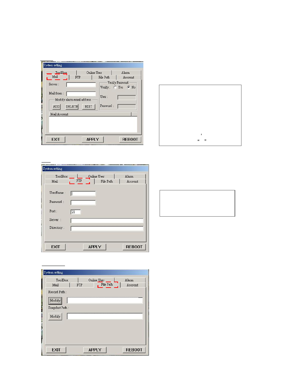 Mail, File path | ARM Electronics ENDVR9A User Manual | Page 42 / 53