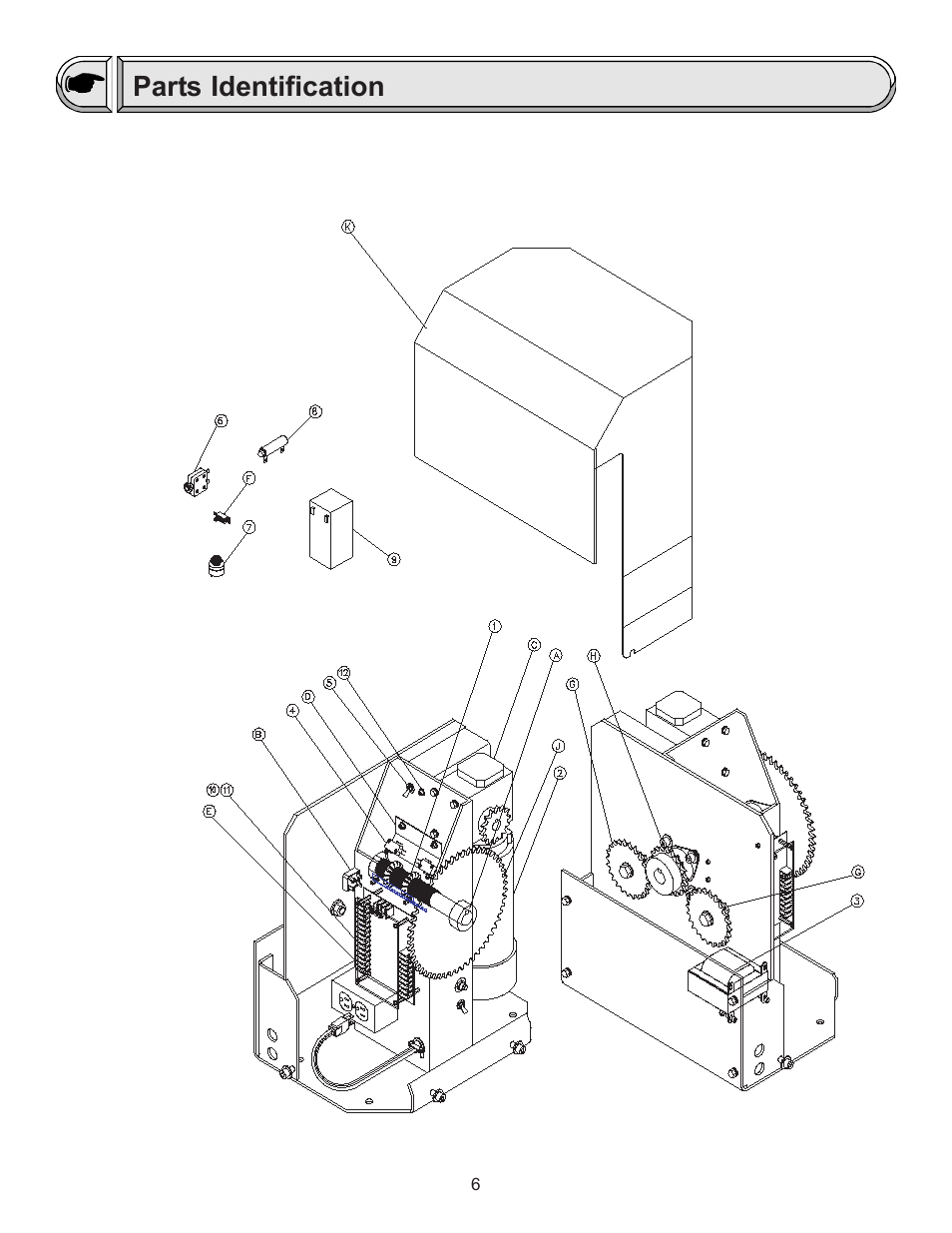 Parts identification, Part illustration | Chamberlain LIFTMASTER SL920 User Manual | Page 6 / 32