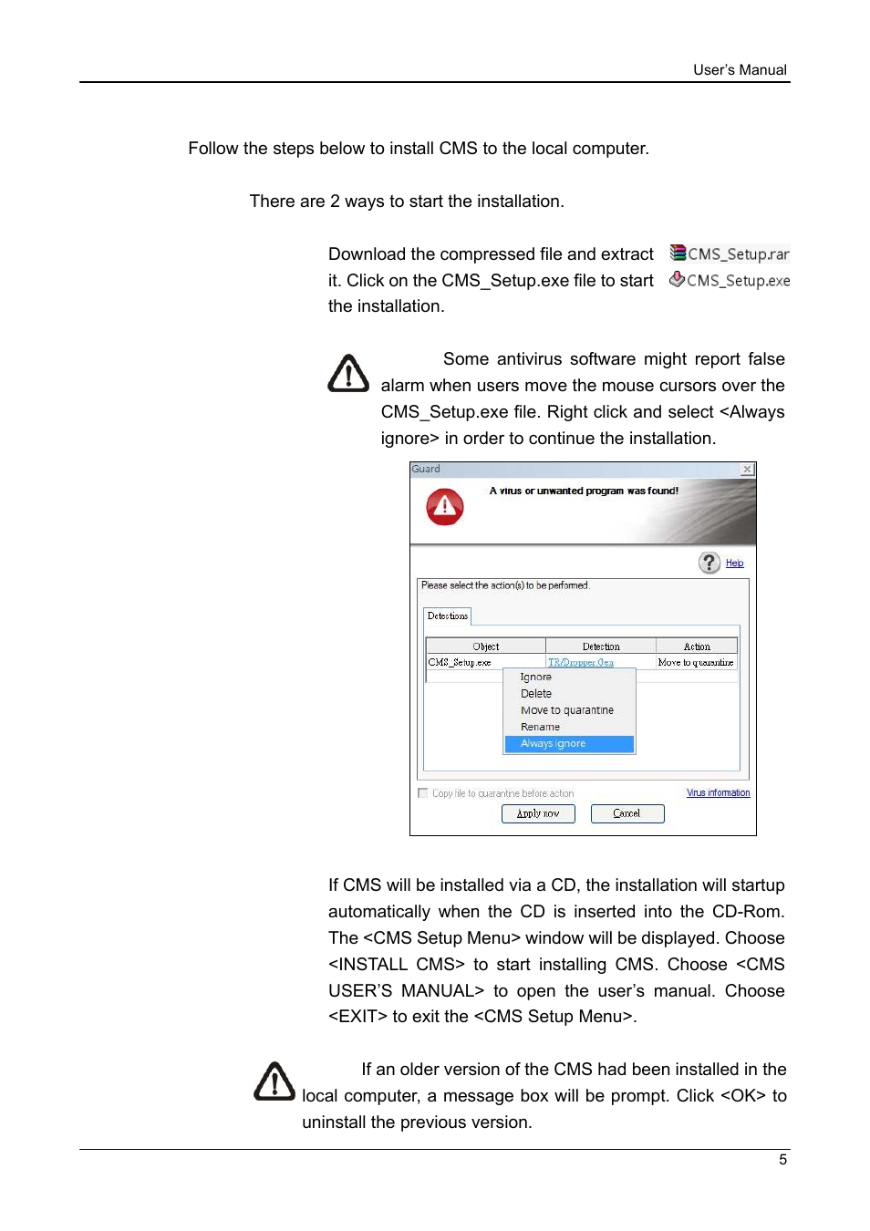 Software installation | ARM Electronics CMS User Manual | Page 6 / 122