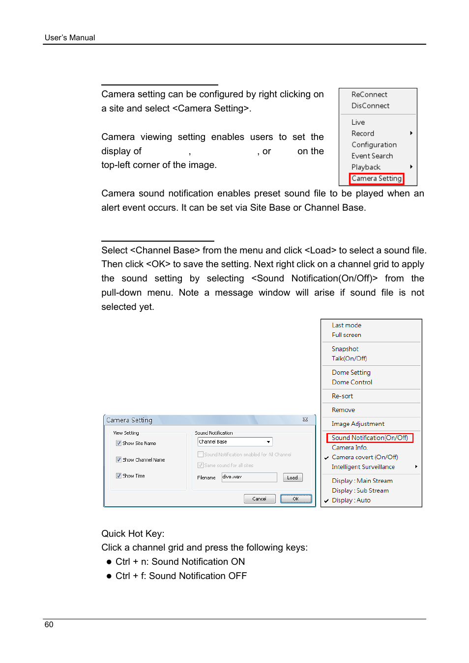 2 camera setting / camera info | ARM Electronics CMS User Manual | Page 61 / 122