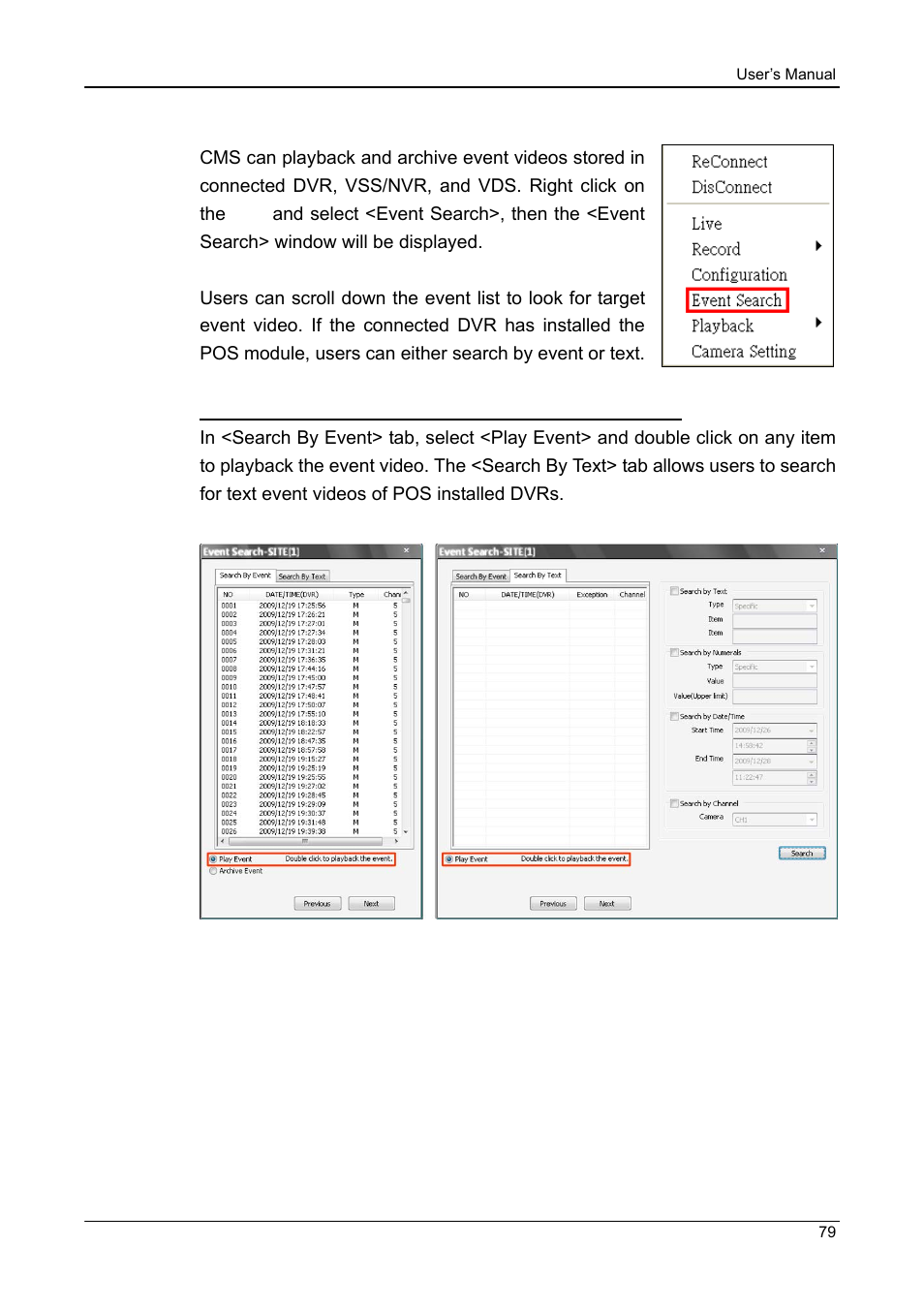 9 search for event videos | ARM Electronics CMS User Manual | Page 80 / 122