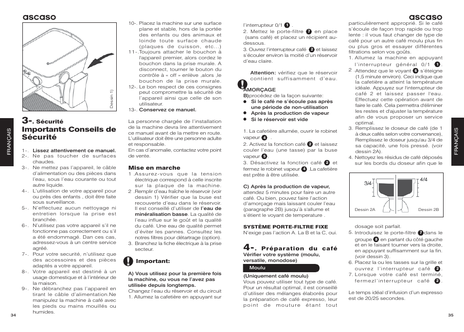 Importants conseils de sécurité, Ascaso | Ascaso Dream User Manual | Page 20 / 54