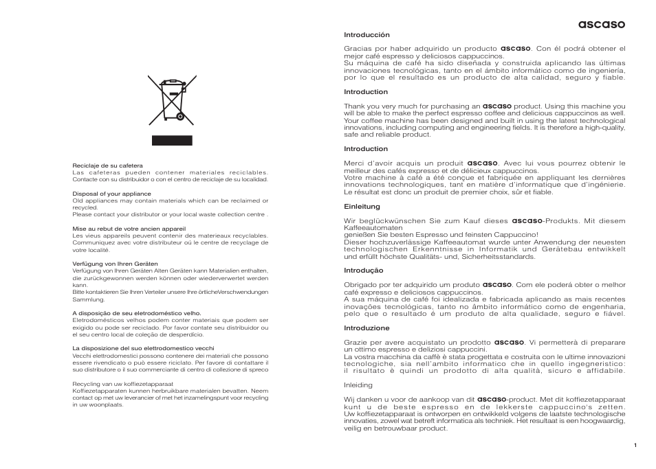 Ascaso | Ascaso Dream User Manual | Page 3 / 54