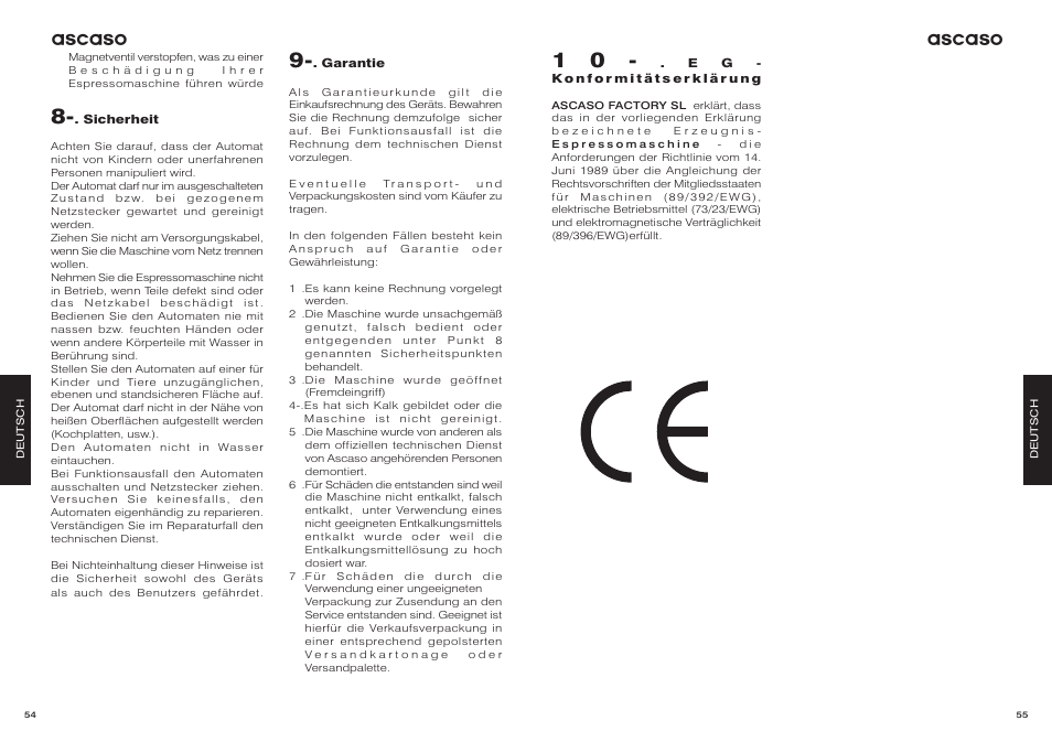 Ascaso | Ascaso Dream User Manual | Page 30 / 54