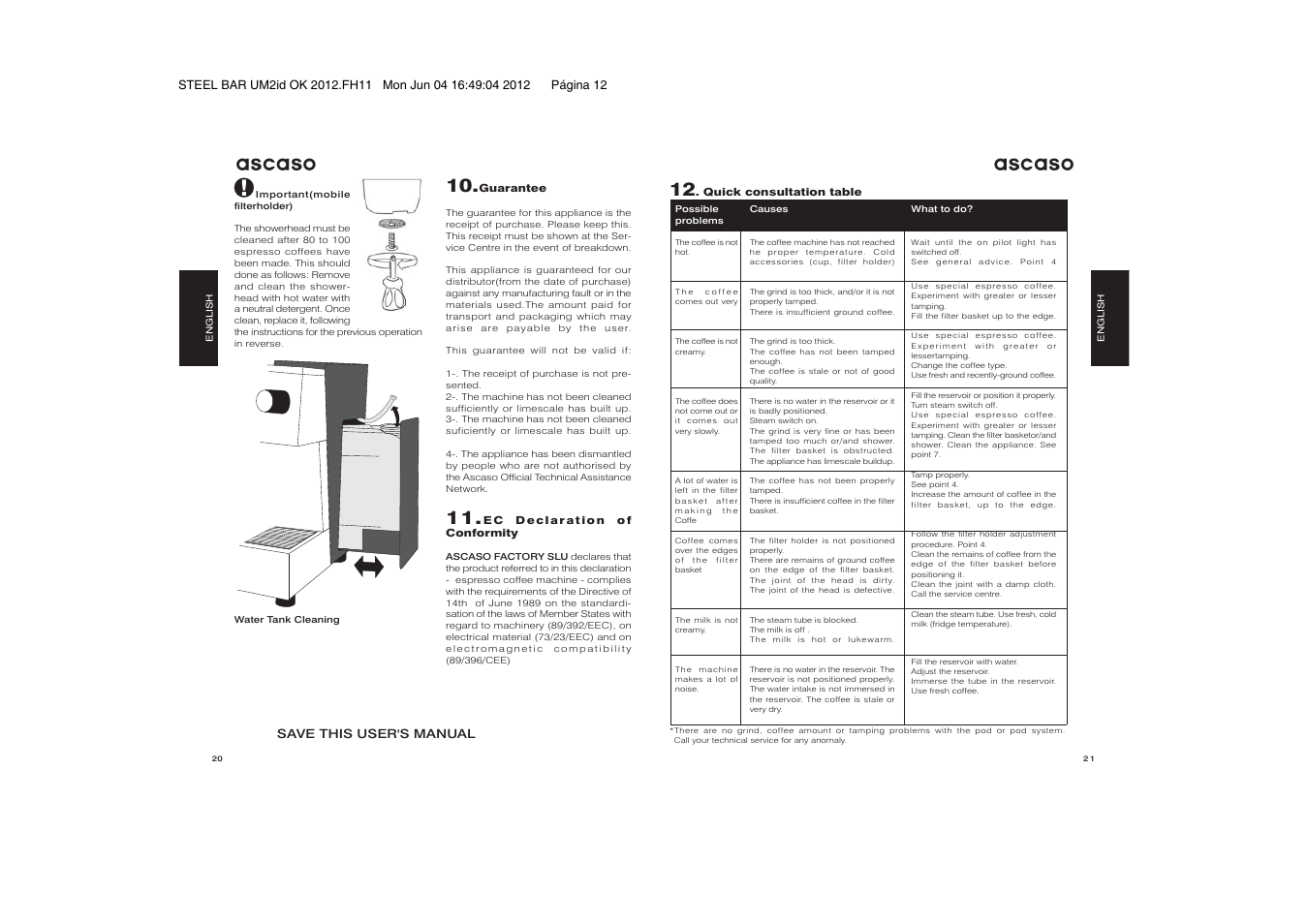 Ascaso | Ascaso Steel BAR User Manual | Page 12 / 12