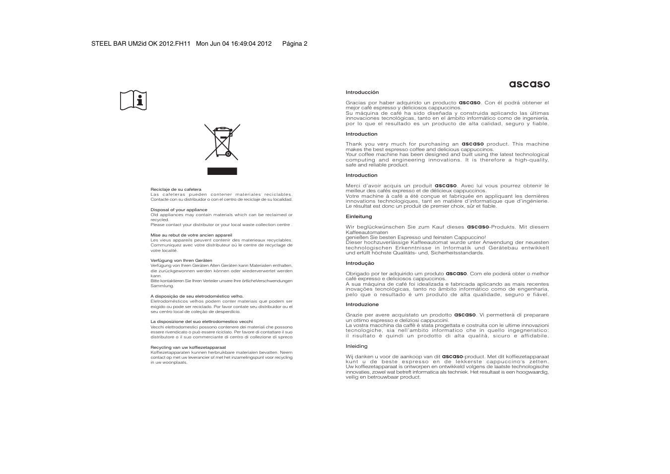 Ascaso | Ascaso Steel BAR User Manual | Page 2 / 12