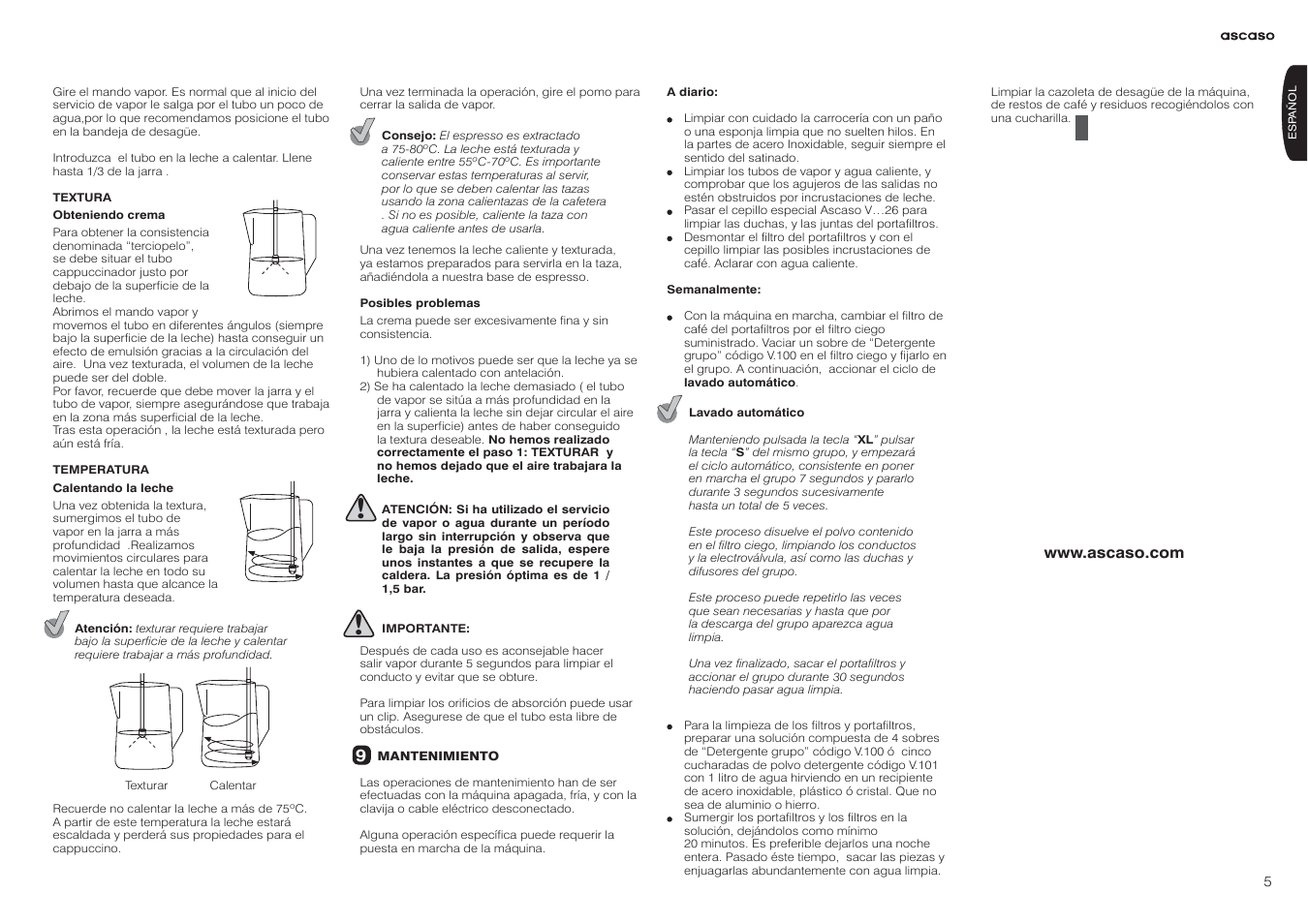 Ascaso BARISTA User Manual | Page 5 / 16