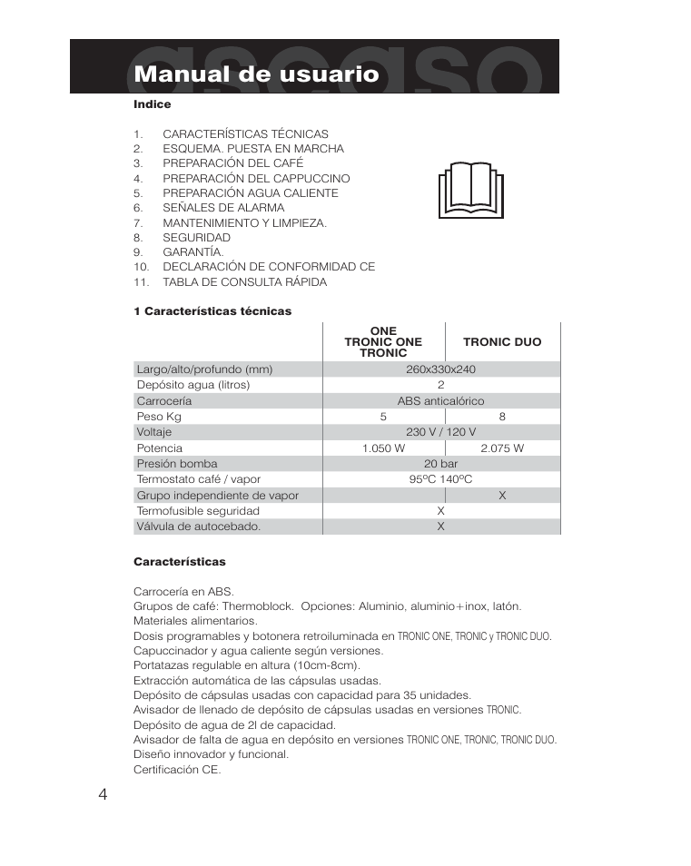 Manual de usuario | Ascaso KAP User Manual | Page 4 / 52