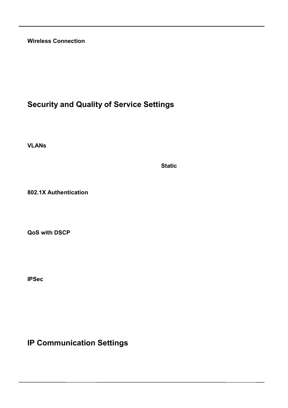 Security and quality of service settings, Ip communication settings | ATL Telecom IP-3062 PoE Professional IP Telephone User Manual | Page 21 / 74