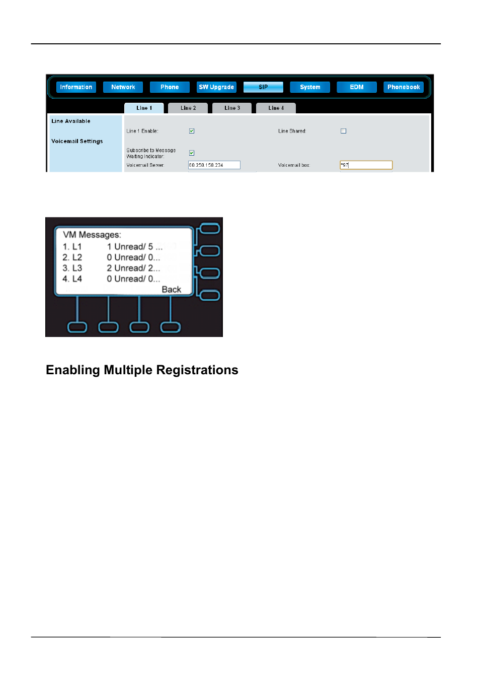 Enabling multiple registrations | ATL Telecom IP-3062 PoE Professional IP Telephone User Manual | Page 39 / 74