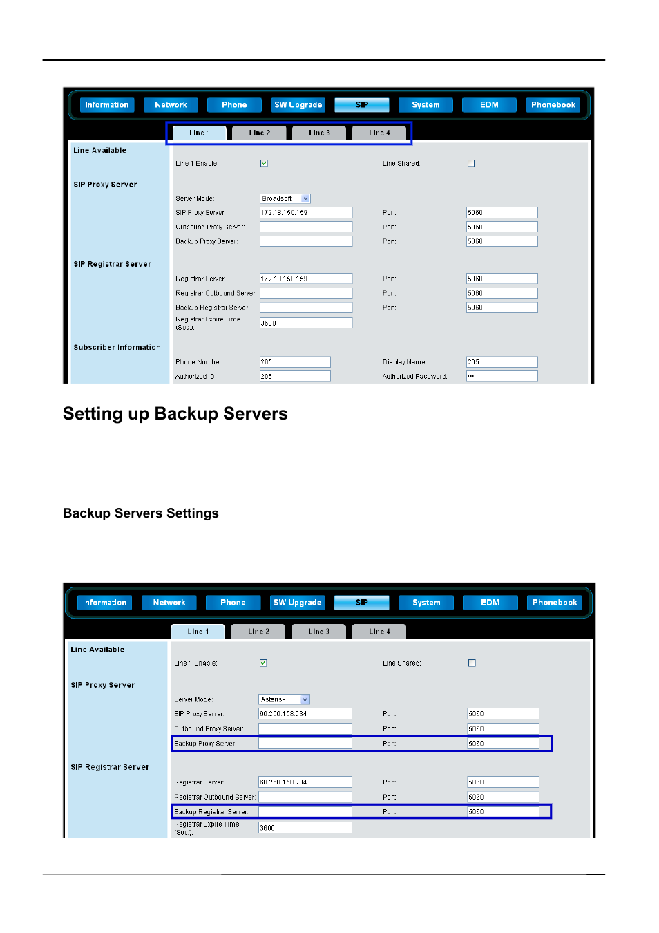 Setting up backup servers | ATL Telecom IP-3062 PoE Professional IP Telephone User Manual | Page 40 / 74