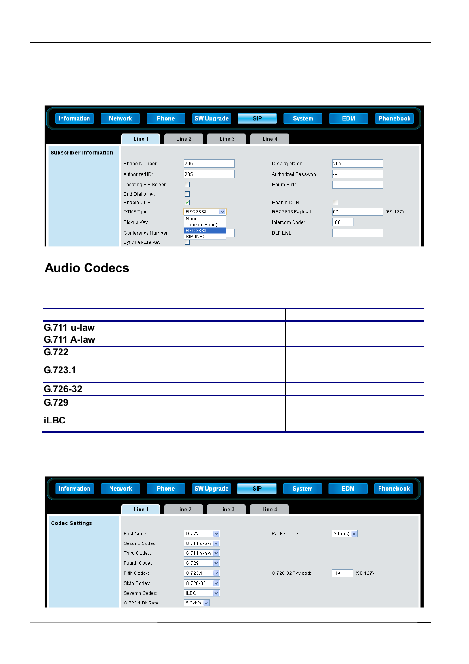 Audio codecs | ATL Telecom IP-3062 PoE Professional IP Telephone User Manual | Page 43 / 74