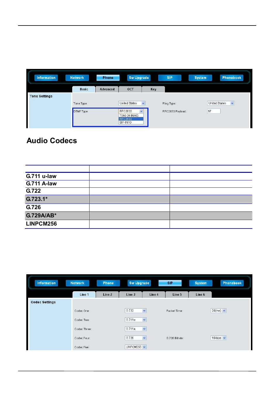 Audio codecs | ATL Telecom IP-3072 PoE Smart Office IP Telephone User Manual | Page 43 / 84