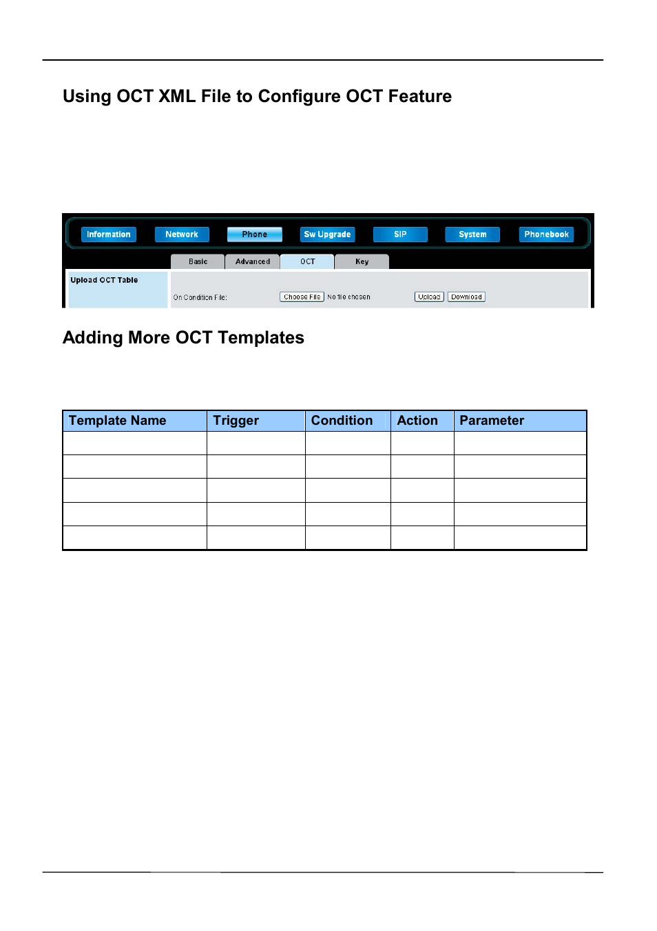 Using oct xml file to configure oct feature, Adding more oct templates | ATL Telecom IP-3072 PoE Smart Office IP Telephone User Manual | Page 49 / 84