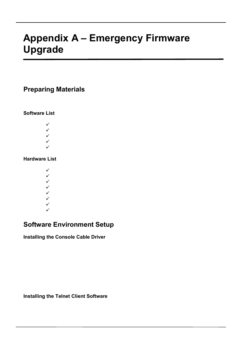 Appendix a – emergency firmware upgrade, Preparing materials, Software environment setup | ATL Telecom IP-3072 PoE Smart Office IP Telephone User Manual | Page 76 / 84