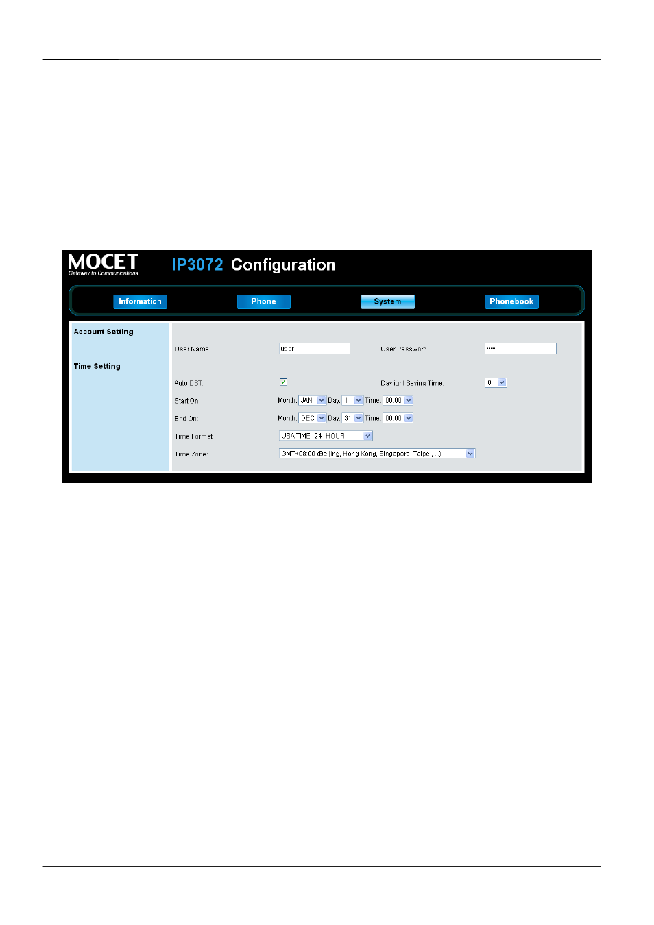 2 changing the user’s password, 3 viewing phone information on web user interface | MOCET IP3072 User Manual | Page 57 / 78