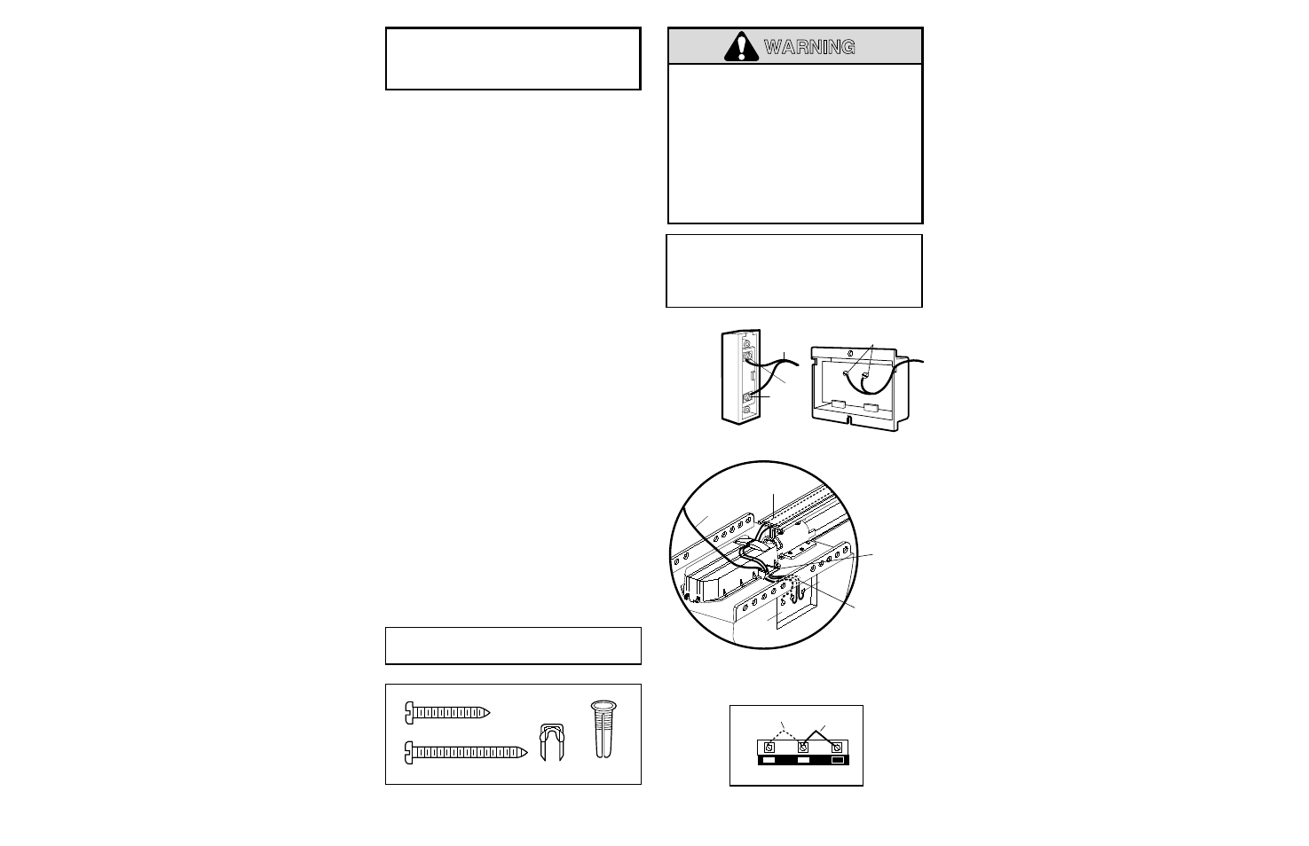 Installation step 7, Install the door control and connect all wiring, A warning | Hardware shown actual size, Figure 3 | Chamberlain 2000SDC 1/2HP User Manual | Page 17 / 36