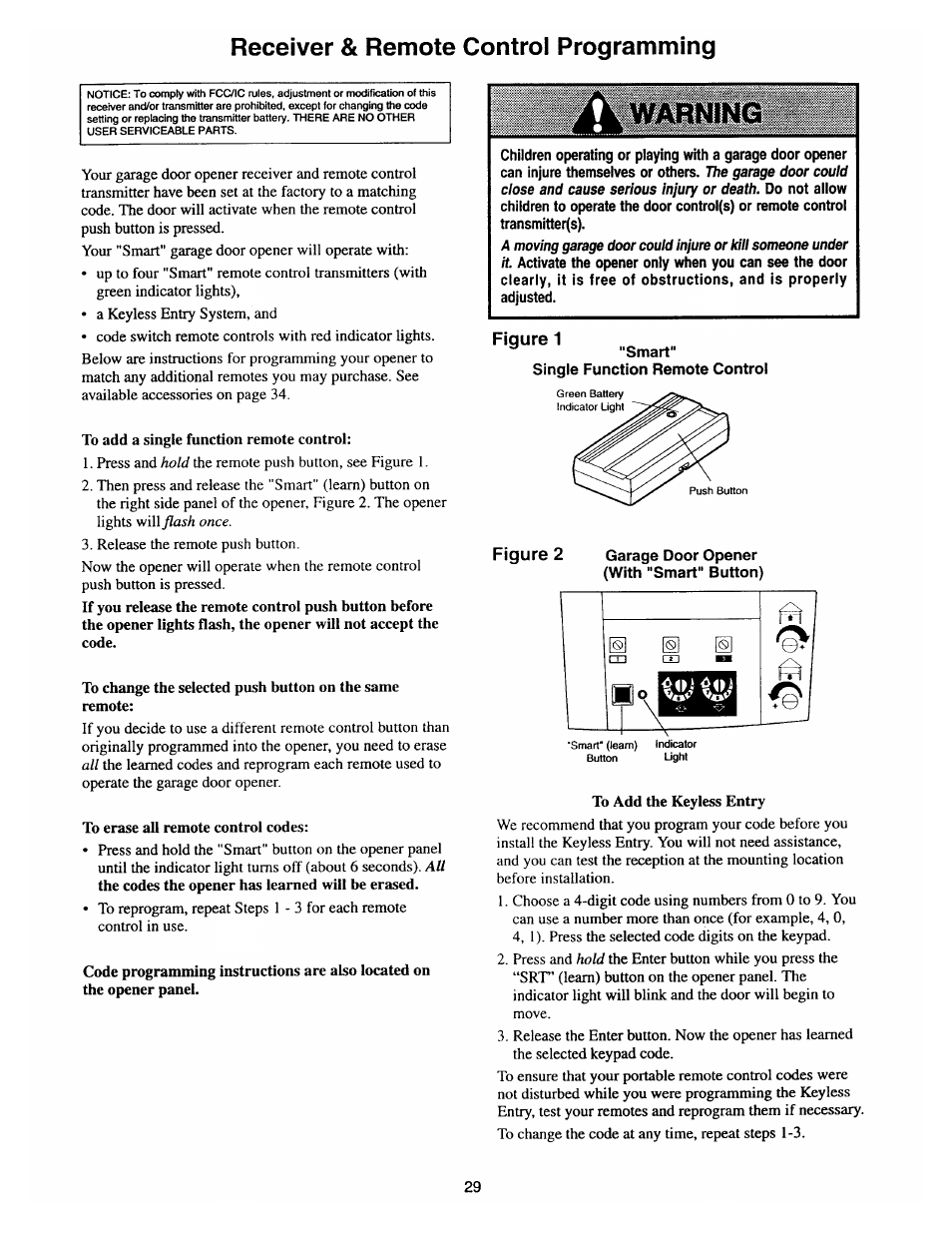 Receiver & remote control programming | Chamberlain 2000SDC 1/2HP User Manual | Page 29 / 36