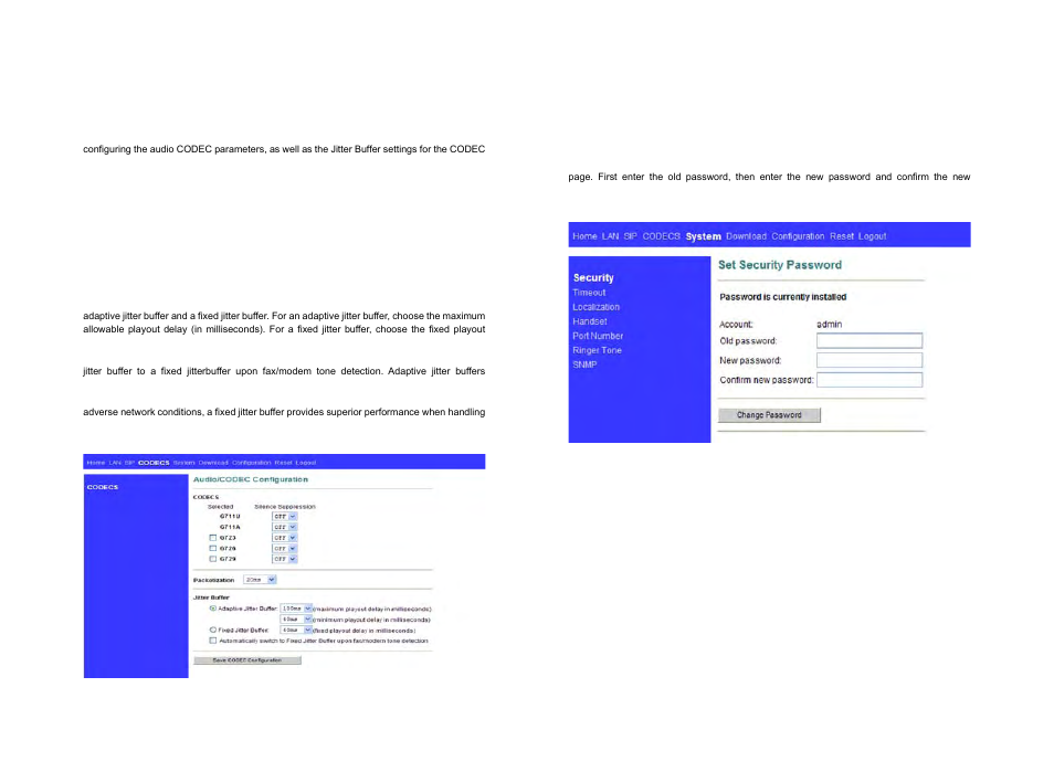 4 codecs, 5 system | ATL Telecom IP250 User Manual | Page 21 / 40