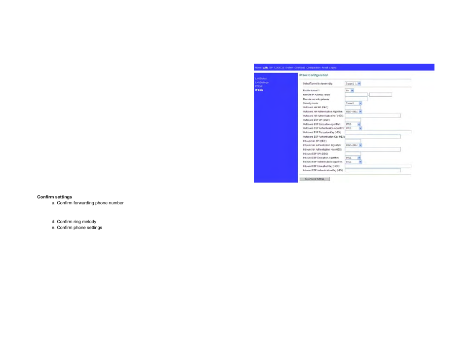 Phone functions, Update to follow, 4 ipsec | ATL Telecom IP250 User Manual | Page 32 / 40
