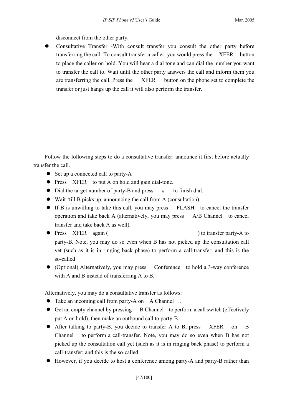 Consultative transfer, Onsultative, Ransfer | ATL Telecom IP300S User Manual | Page 47 / 100