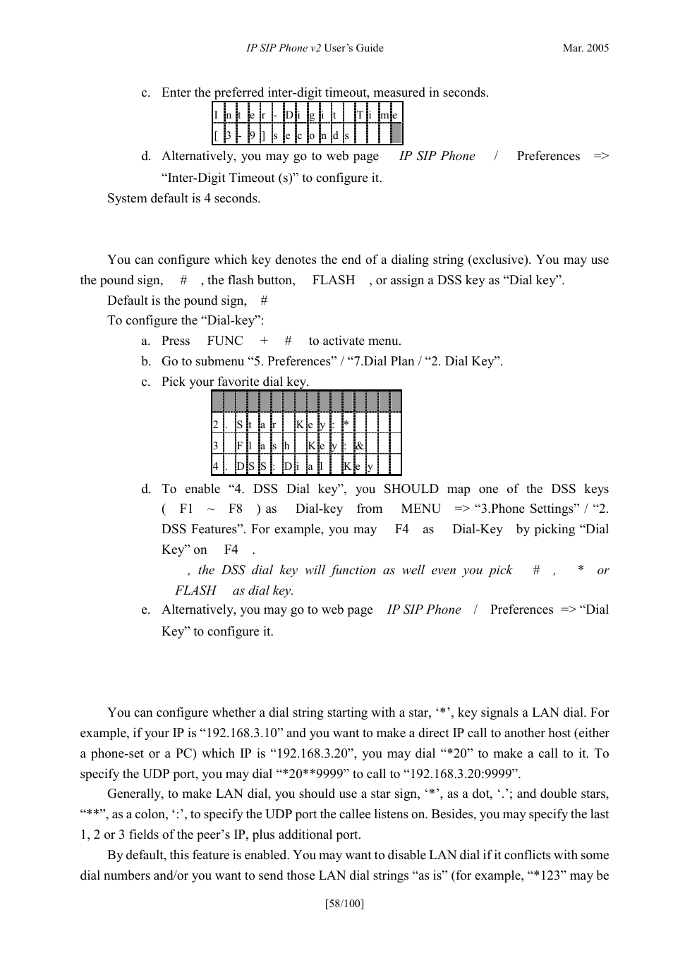 Dial key, Lan dial, Ial key | ATL Telecom IP300S User Manual | Page 58 / 100