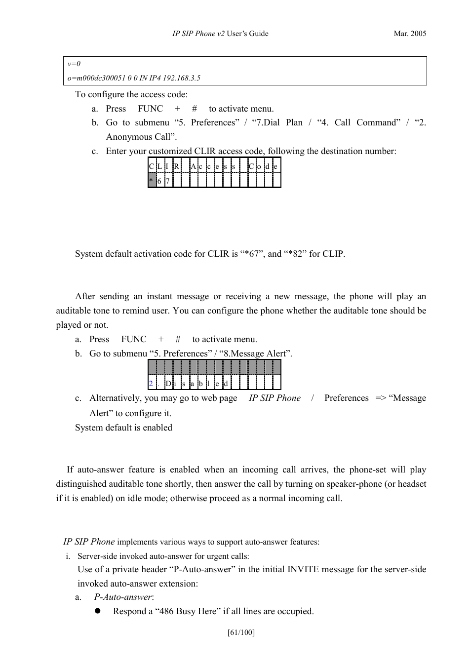 Message alert, Auto-answer, Essage alert | Nswer | ATL Telecom IP300S User Manual | Page 61 / 100