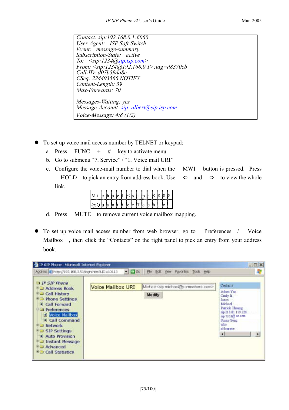 Set up voice mail, Et up, Oice | ATL Telecom IP300S User Manual | Page 75 / 100