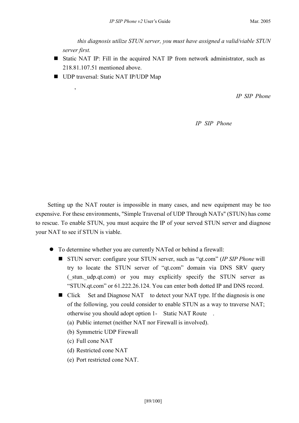 Nat traversal by stun, Raversal by, Stun | ATL Telecom IP300S User Manual | Page 89 / 100