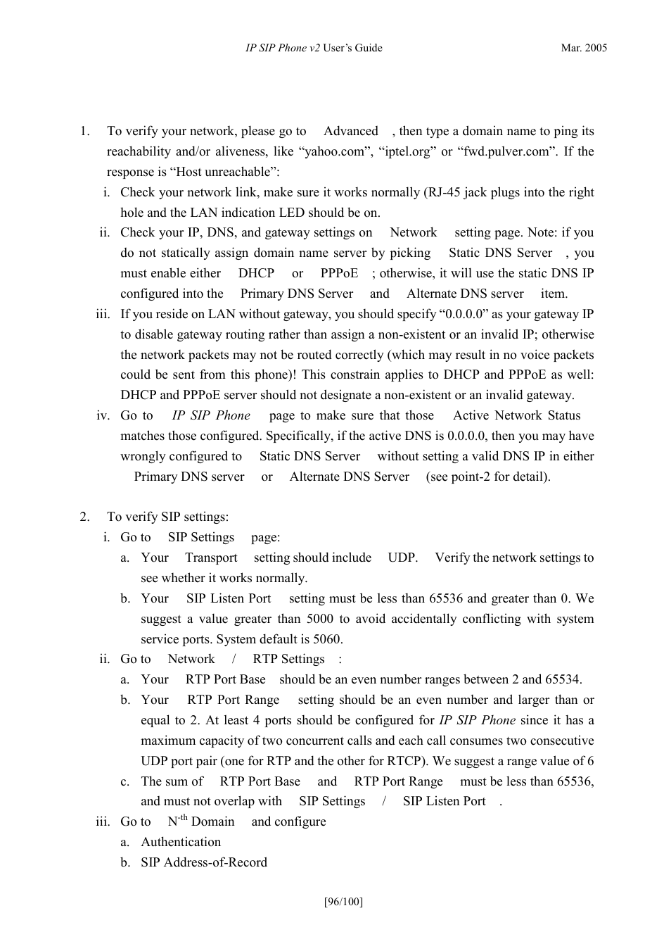 Appendix b – trouble shooting | ATL Telecom IP300S User Manual | Page 96 / 100