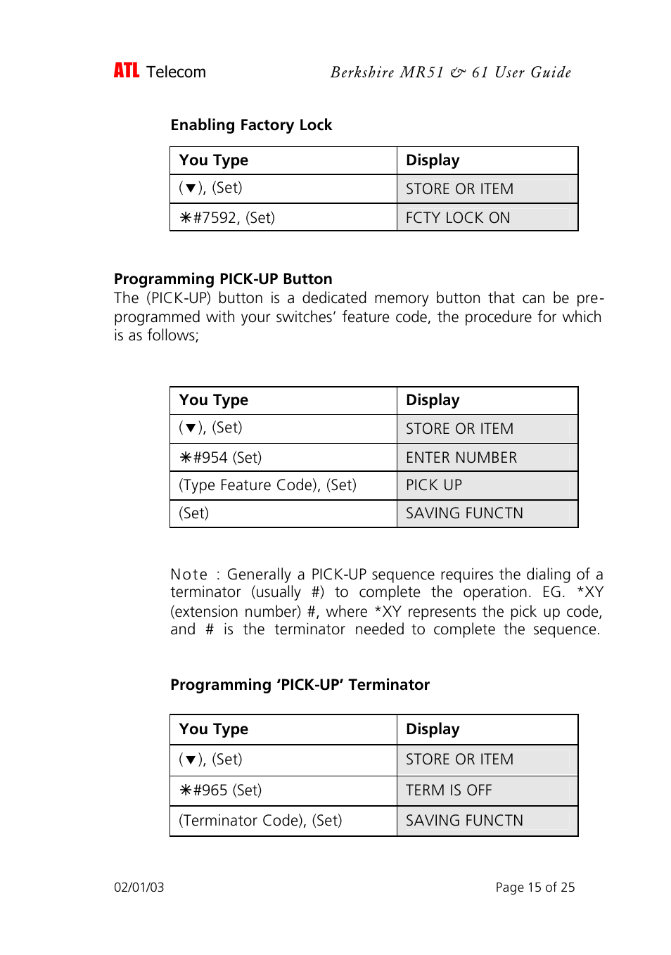 ATL Telecom Berkshire MR51 User Manual | Page 15 / 25