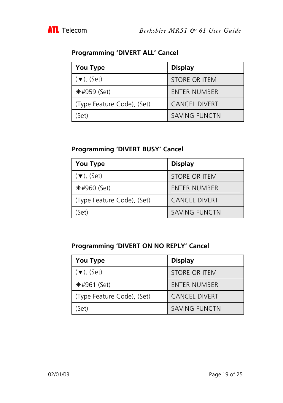 ATL Telecom Berkshire MR51 User Manual | Page 19 / 25