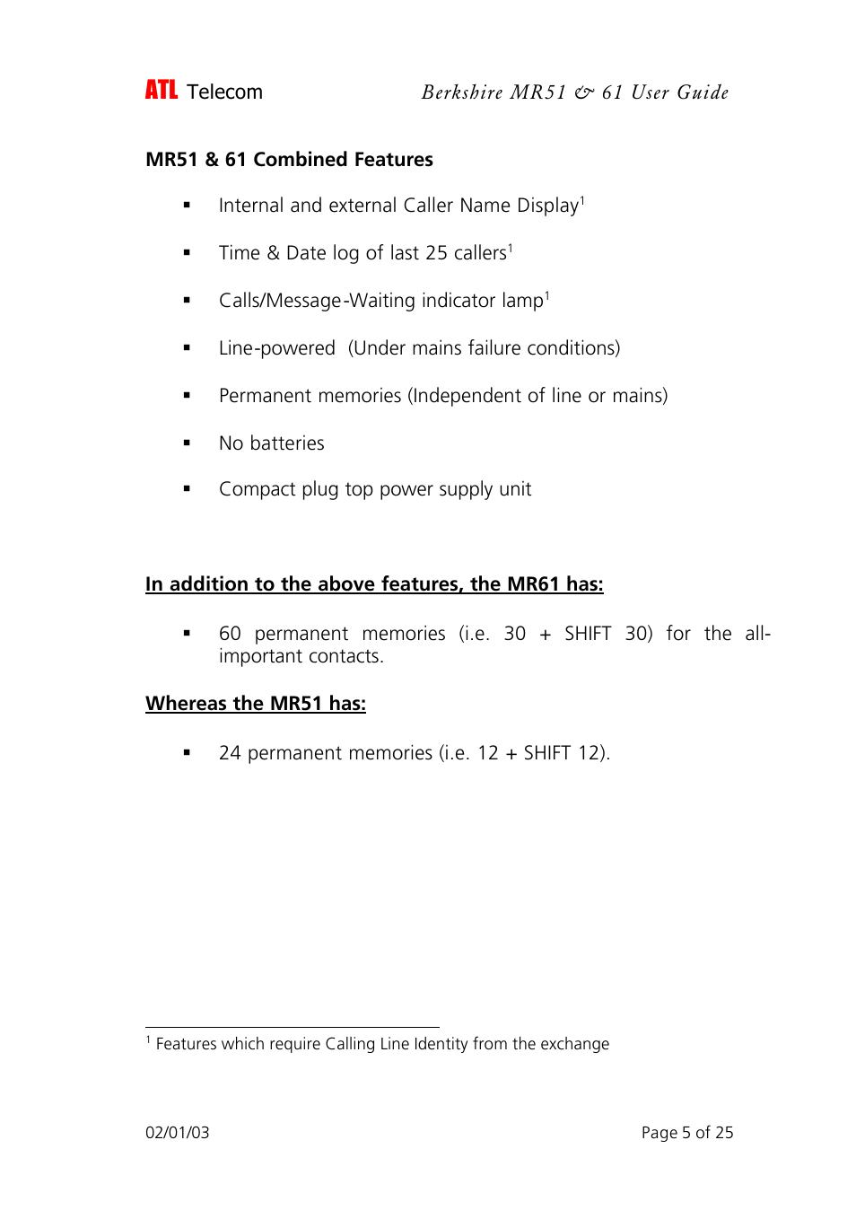 ATL Telecom Berkshire MR51 User Manual | Page 5 / 25