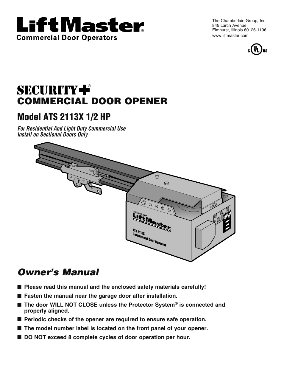 Chamberlain ATS 2113X User Manual | 32 pages