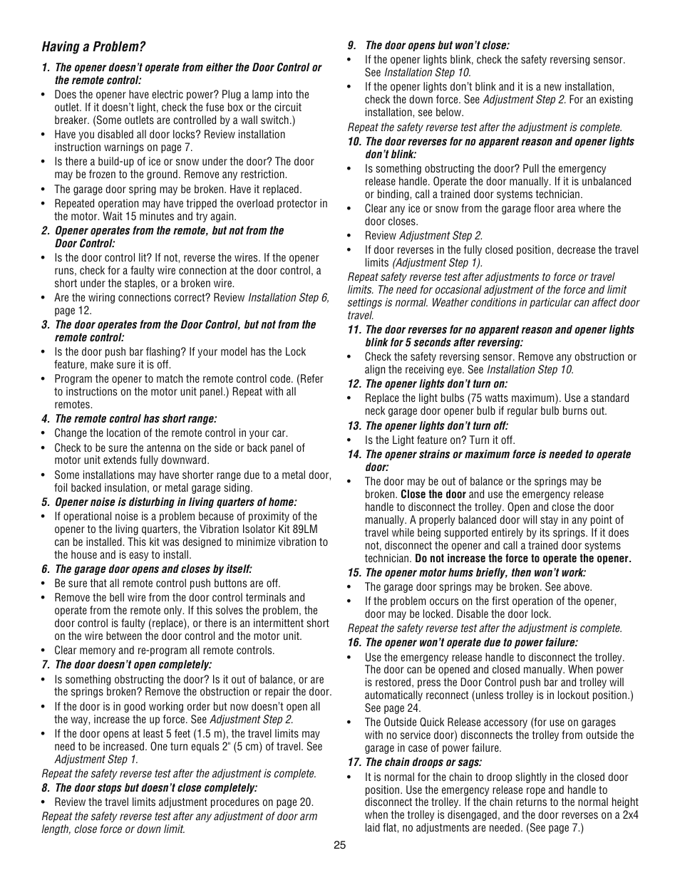 Having a problem | Chamberlain ATS 2113X User Manual | Page 25 / 32