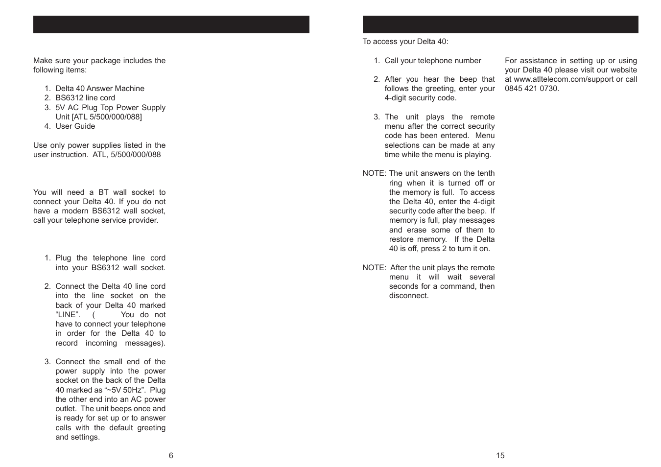 ATL Telecom Delta 40 User Manual | Page 15 / 20