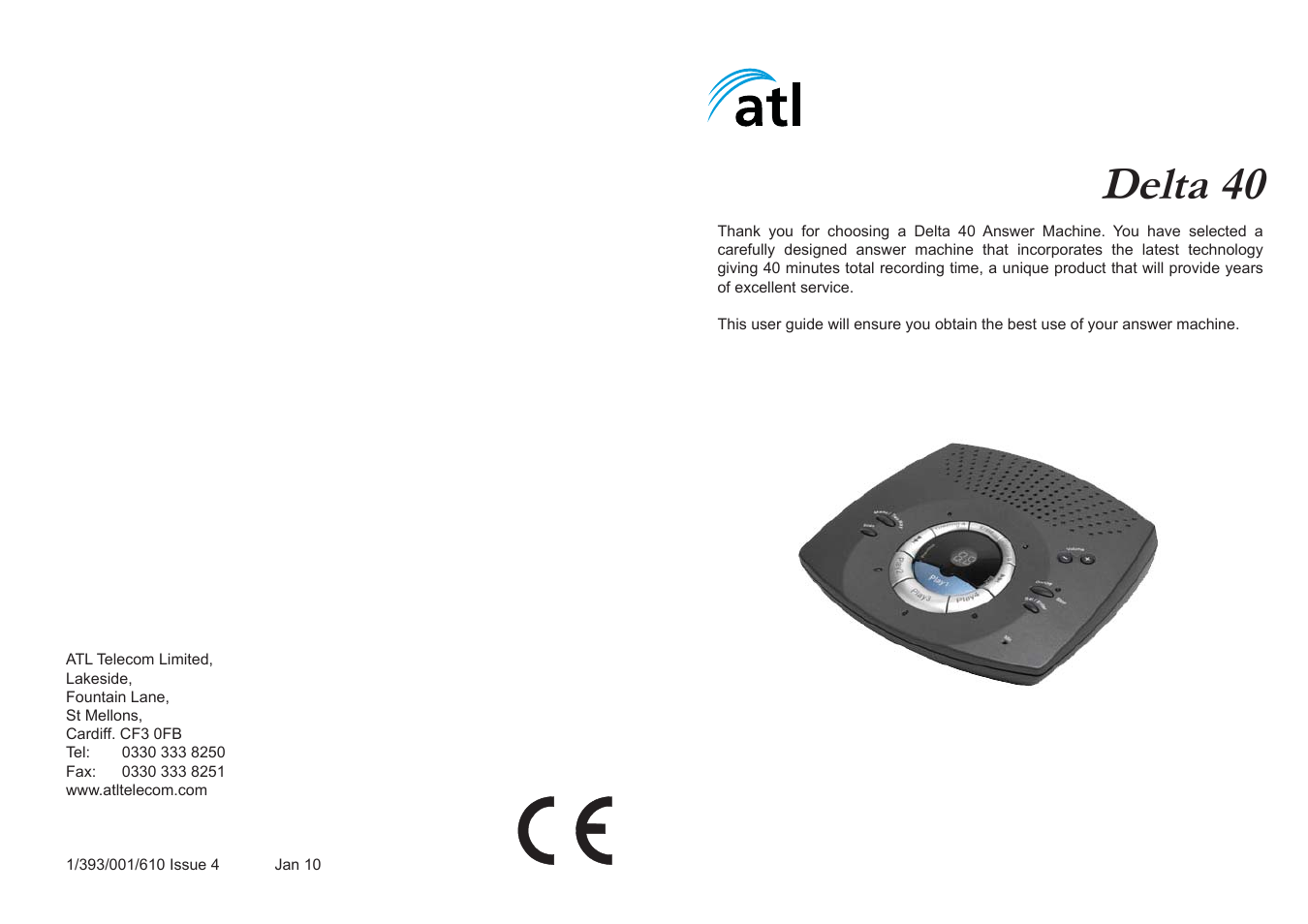 Delta 40 | ATL Telecom Delta 40 User Manual | Page 20 / 20